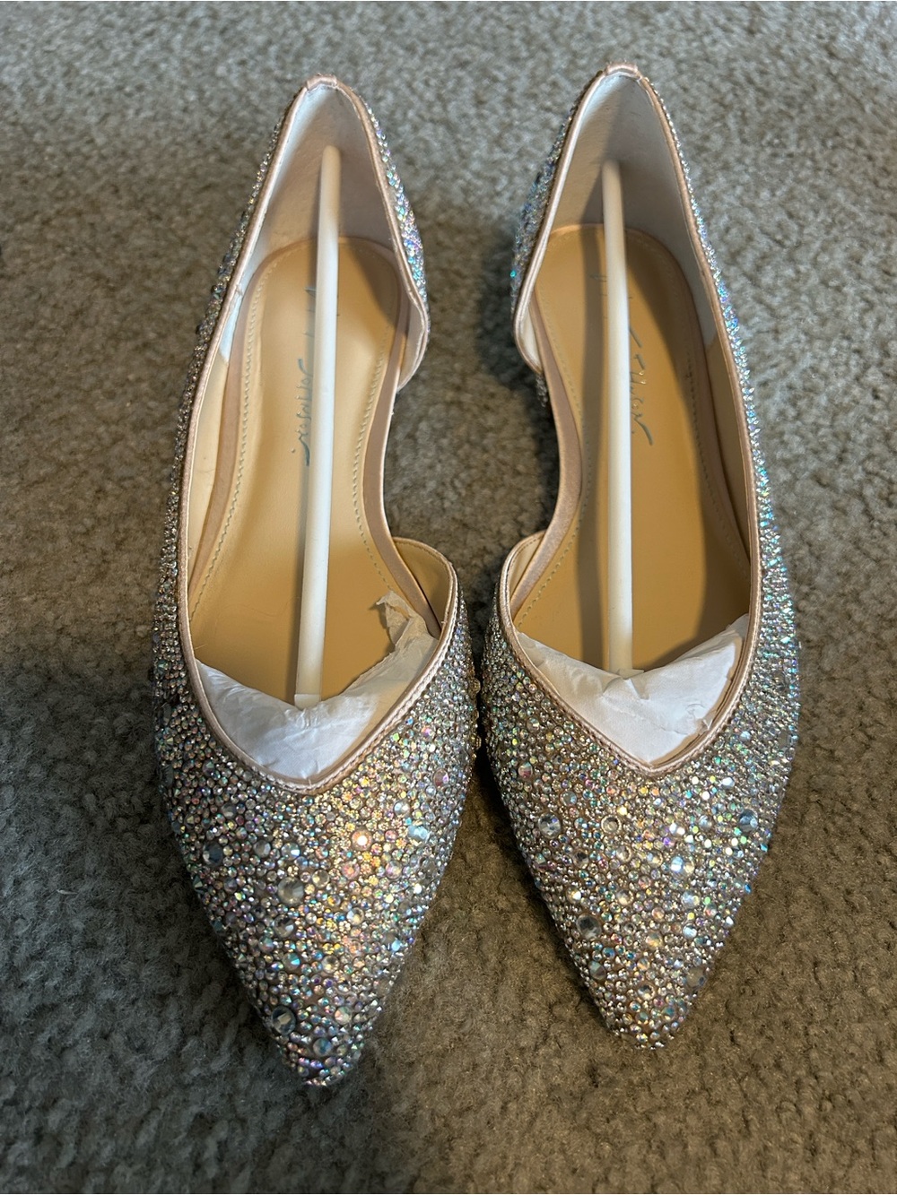 Betsey Johnson Iridescent Crystal Embellished Pointed Flat - Multicolor (Size 8) - Picture 2 of 7